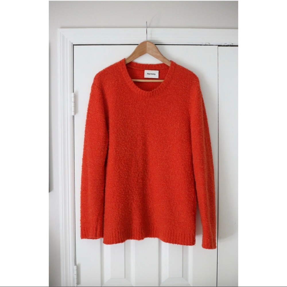 Harmony Paris XL orange red bouclé knit sweater